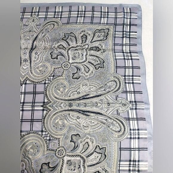 💯 Silk Scarf Plaid Paisley Vintage - Picture 6 of 15